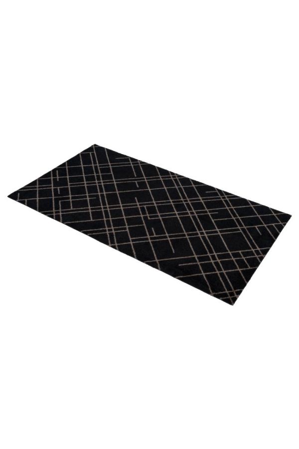 00697 polyamid 67x120 Lines Black/Sand